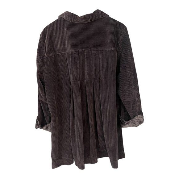 J Jill Women Dark Gray Corduroy Coat Jacket XL Field Cottagecore Whimsigoth Boho - Picture 2 of 11